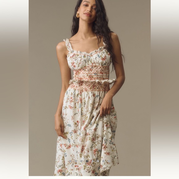 NWT Anthropologie Sleeveless Smocked-Waist
Ruffled Midi Dres Sz Medium - Picture 3 of 16